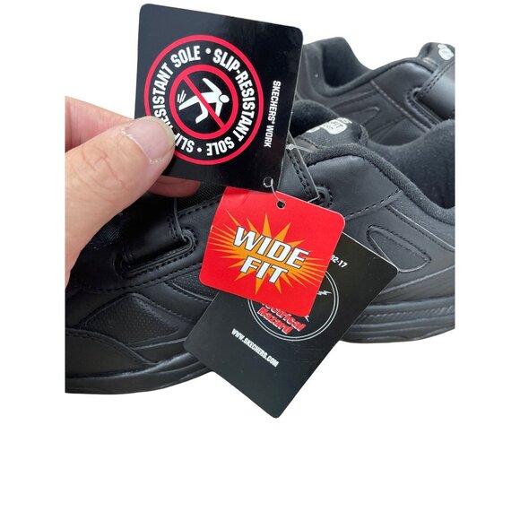 Skechers Work Wide Mens Black hook loop slip resistant sneakers Sz 10.5 SKU 9613 - Picture 14 of 16